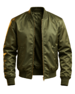 Olive Satin Bomber Jacket